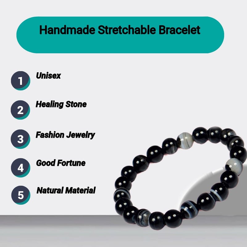 DHYANARSH Original Sulemani Stone Beads Wrist Bracelet - AAA Astronomy Jewelry - Natural Healing Stone for Reiki, Crystal Healing, Numerology -Authentic - Image 3